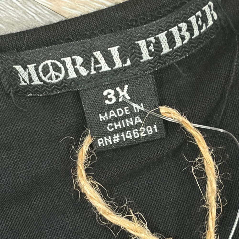 Moral Fiber Womens 3X Black Crochet Lace Shoulder Sleeveless Top NWT